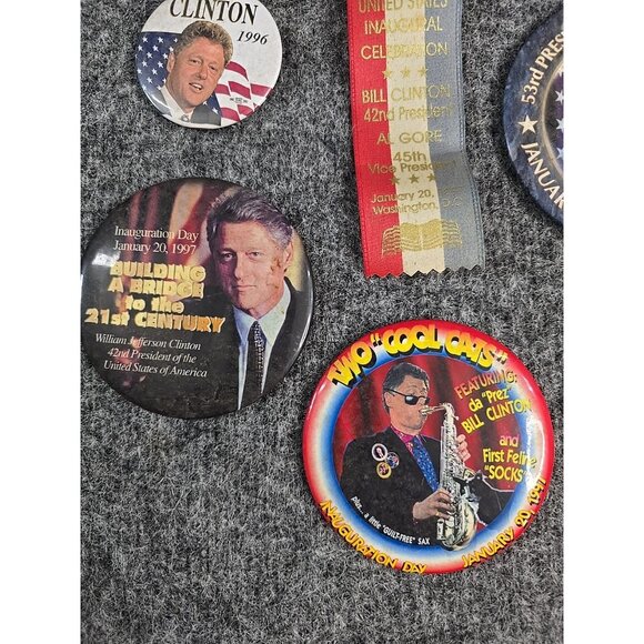 Vintage PRESIDENT BILL CLINTON Pinback Pin Button Badge Lot 90s Democrat - Picture 3 of 8